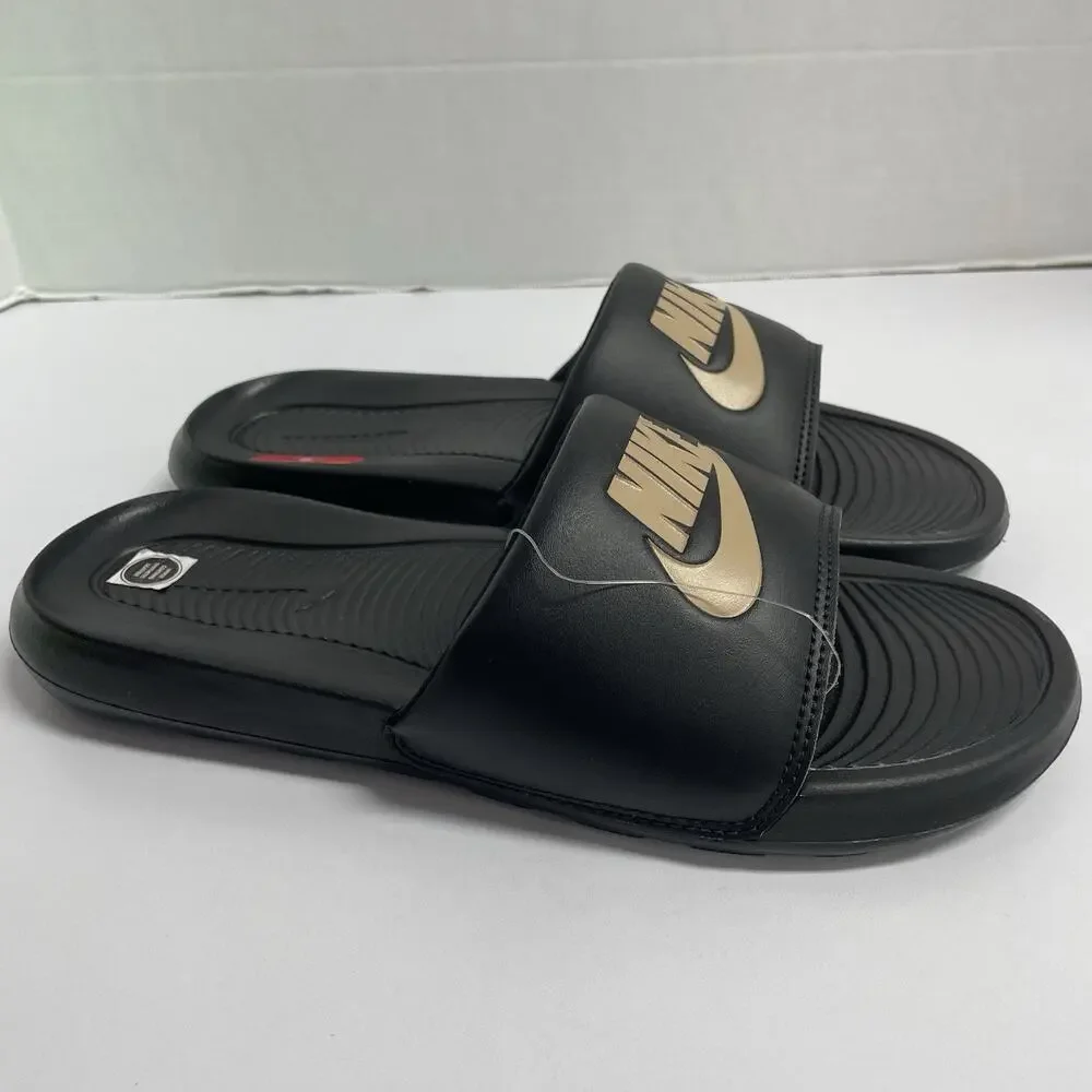 Nike Victori One Slide Black Metallic Gold CN9675 006 Size 8 Men Sandal Slipper